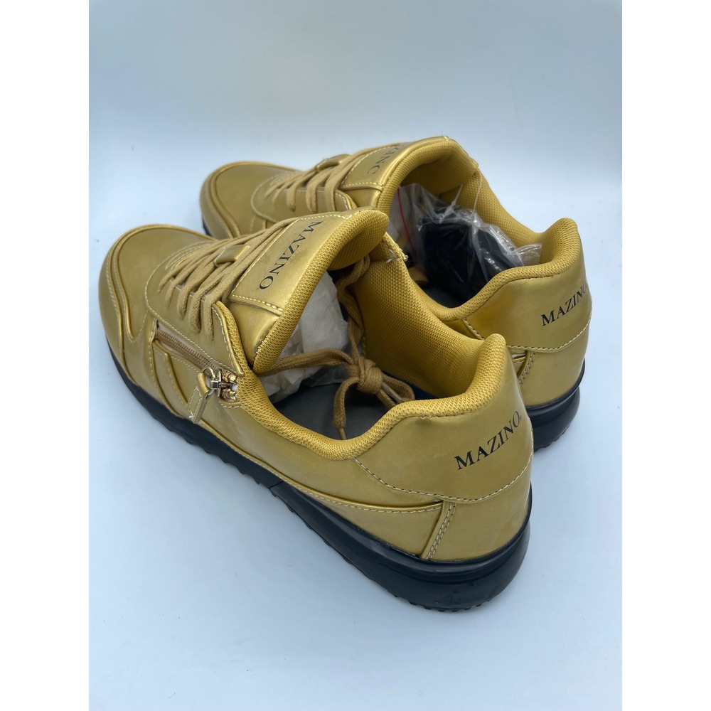 Mazino Selenite Mens Gold Metallic Side Zip Fashion Sneakers Size 12 NEW - Picture 3 of 8
